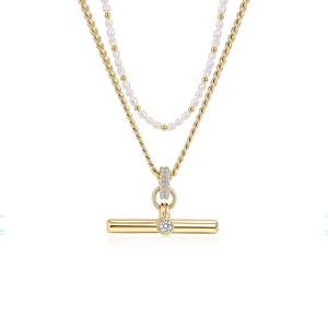 ชุดสร้อยคอประดับมุกและจี้รูปตัว T สไตล์เจลิยา แอนดี้ - Product Image 1
