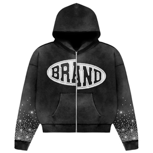 Streetwear 380 GSM Acid Wash Zipper Hoodie Hommes Logo Personnalisé Imprimé Surdimensionné Hommes Streetwear Hoodie Fabricant - Product Image 3