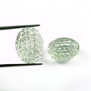 เครื่องประดับพลอยอเมทิสต์สีเขียวธรรมชาติทำด้วยมือแกะสลักทรงรีสวยงามดีไซน์รังผึ้งสามารถปรับรูปร่างและขนาดได้ตามต้องการ - Product Image 3