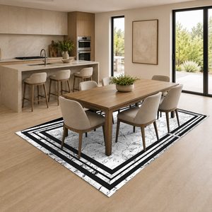 Tapis de salon en chenille gris argenté contemporain abstrait imprimé numériquement, lavable en machine, antidérapant, vente en gros RUGS DEPOT LXDP-1010 - Product Image 4