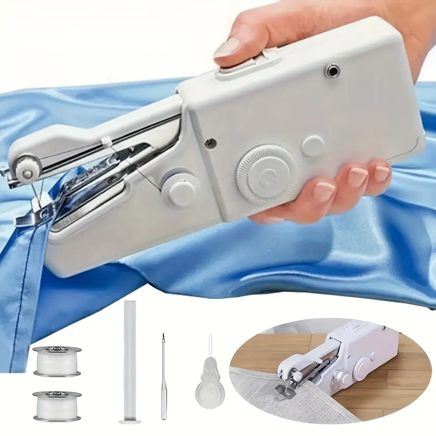 Mini macchina da cucire portatile a mano rapida strumenti per cucire tessuto tessuto senza batteria auto-preparati 4 batterie AAA