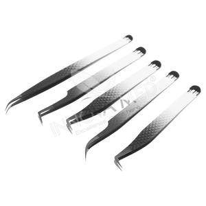 Pinzas para pestañas Logotipo de impresión personalizado Punta de fibra Pinzas para extensión de pestañas 45 75 90 grados Nano Grip Ceja Pinzas puntiagudas para pestañas - Product Image 5