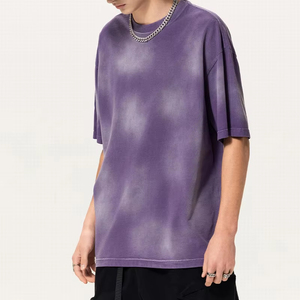 เสื้อยืดผู้ชายผ้าฝ้าย 100% แห้งเร็ว ทรงโอเวอร์ไซส์ ลายกราฟิกซีดจางสไตล์วินเทจ ล้างสีแบบแอซิด ทรงยาว - Product Image 5