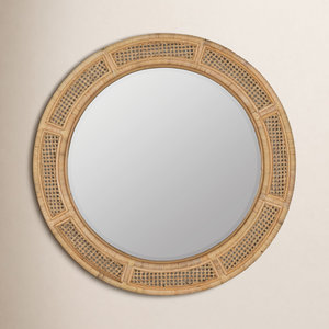 Miroir mural décoratif en rotin, cadre en osier fait à la main, miroir suspendu bohème naturel pour salon, chambre à coucher, salle de bain, décoration intérieure - Product Image 2