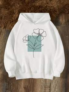 Suéter Casual con Capucha de Punto, Estilo Hip Hop, Urbano y Moderno, para Mujer, de Spandex/Algodón, Estampado, Bordado, para Invierno - Product Image 4