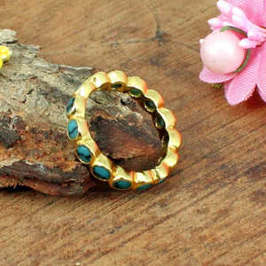 Bracelet d'éternité en pierres précieuses lâches turquoise en argent plaqué or belle couleur pour hommes et femmes - Product Image 6