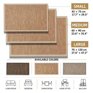 Tapis de porte en polyester DarianA, rectangulaire 60x90, beige, antidérapant, avec support en caoutchouc, tissage plat, couleur unie, usage domestique, fin, lavable - Product Image 6