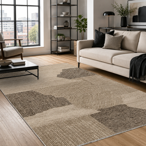 Tapis lavable moderne brun foncé à rayures Moonlit de Netline Home - Product Image 1