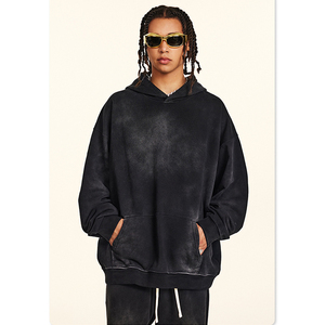 Ensemble de sweats à capuche unisexe surdimensionné en coton épais couleur quotidienne Streetwear ensemble de sweats à capuche décontractés 2025 OEM ODM meilleur fournisseur - Product Image 2