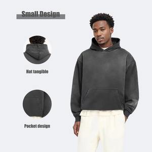 Meilleur fabricant sweats à capuche 100% coton Flecce poids lourd Boxy 500 gsm Streetwear sweat à capuche surdimensionné sweats à capuche lavés à l'acide pour homme - Product Image 3