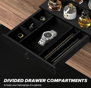 Luxury Cologne Organizer for Men 4 Tier Wood Perfume Display Holder with Felt Lining Drawer Hidden Compartment <strong>Bathroom</strong> <strong>Storage</strong> - Product Image 4