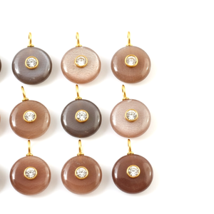 จี้พลอยมูนสโตนทรงกลมสีเงิน AAA 925ชุบทองจี้แบบหลวม2ชั้นเครื่องประดับแฟชัน - Product Image 3