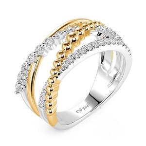 Jeulia Trendy Gradient Beaded Crossover <b>Ring</b> with Zircon Inlay - Product Image 3
