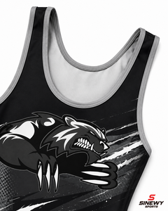 SINGLET DE LUCHA SINEWY SPORTS para Hombre, Diseño Pantera Negra, Sublimado, Ajustado, Elástico, Absorbe la Humedad - Product Image 4