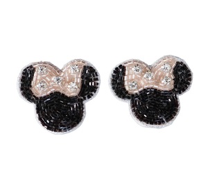 Premium Quality Kid Girls Fashion Statement Beaded Mickey <b>Black</b> and Golden Color <b>Dangle</b> <b>Earrings</b> for Sale From Indian Supplier - Product Image 4