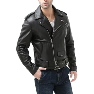 Chaquetas de Cuero para Hombre, Diseño Moderno, Otoño Invierno, Color Sólido, Cierre de Cremallera, Chaqueta de Cuero Sintético de Piel de Oveja para Hombre - Product Image 4