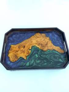BANDEJA DE RESINA EPOXI DE MADERA CUADRADA Fabuloso diseño decorativo para servir comida en restaurantes de cocina Uso doméstico - Product Image 3