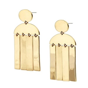 Shiny Gold Plated <b>Hook</b> <b>Earrings</b> Geometric <b>Earrings</b> Pair Brass Plain <b>Earrings</b> Handmade Matte Jewelry - Product Image 5