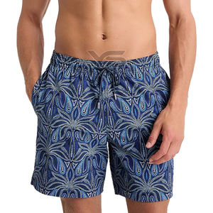 Nouveau short de bain décontracté pour homme en toile, design personnalisé, sublimé, imperméable, taille élastique, uni, avec poches, extensible dans 4 directions - Product Image 4