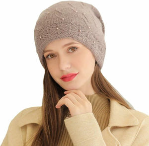 Best Selling 100% Wool Winter Beanie Hat Casual Style with Bows Pattern Breathable Stretchable Knitted Outdoor Hat for Beach - Product Image 2