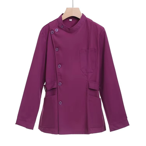 Ensembles d'uniformes de gommage médical bordeaux-Pantalon de veste de gommage à manches longues pour le personnel médical des infirmières 65% polyester 35% coton - Product Image 2