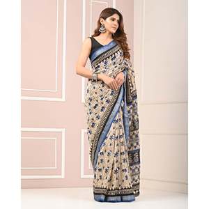 Sari Chanderi Estampado para Mujer con Blusa, Conjunto Elegante - Product Image 5
