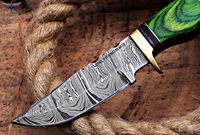 Couteau de chasse Skinner de haute qualité en acier Damas de 8 pouces, à pointe tombante, manche en bois personnalisable OEM, clip en laiton