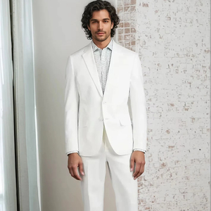 สูทสองชิ้นสำหรับผู้ชายสูททำงานสีพื้นเข้ารูปสำหรับงานแต่งงานแฟชั่นผู้ชายขนาดพิเศษ - Product Image 1