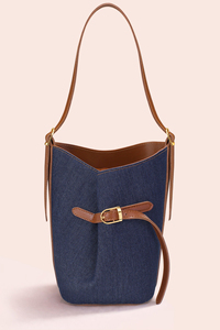 Bolso de Hombro Minimalista de Mezclilla para Mujer con Logotipo Personalizado y Ribete Color Bronceado, OEM ODM - Product Image 4