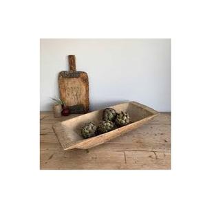 Bol à pâte en bois naturel non fini |   Plateau ovale décoratif artisanal rustique en gros, grand bol de service en bois de style ferme - Product Image 5