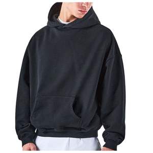 Alta calidad Unisex Oversize Pullover Hoodie 100% algodón logotipo personalizado bordado sólido invierno Streetwear fábrica al por mayor - Product Image 5