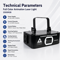 Nouvelle conception, lumière laser de scène 3D à animation RGB 2W, pleine couleur, pour Noël, discothèque, DJ, soirée, spectacle, IP33, contrôle DMX512