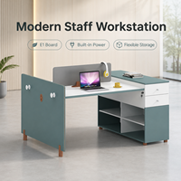 Bureau de travail avec cloison de séparation, panneau latéral pour l'intimité, rangement, socle et boîte de prises E1, mobilier de bureau en mélamine