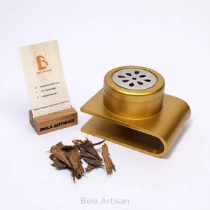 Bela Artisan été aromathérapie brûleur d'encens couleur or bois Design options favorables aux cheveux en vrac en gros - Product Image 1