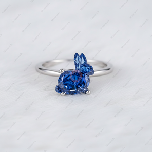 Original Christmas gifts ideas Fancy Blue Rabbit Cut dad wife Personalized 3ct <b>Unique</b> Diamond <b>Ring</b> Jewellery under 500 for 2025 - Product Image 2