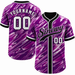 Camiseta de Béisbol para Hombre, Color Morado, Sublimada, Manga Corta, Absorbe la Humedad, Corte Regular, para Todas las Temporadas - Product Image 1
