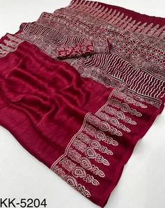 Bandhani en soie florale pur modal avec imprimé Ajrakh Style ethnique élégant - Product Image 2