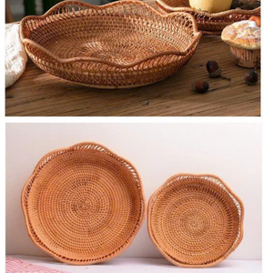 Bandeja de ratán multiusos para alimentos y almacenamiento: ideal para comidas familiares, fiestas y uso diario - Product Image 2