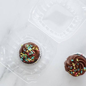 Clear PET Eco-friendly Disposable Clamshell Containers for Cupcakes Muffins Cakes Candies Salads Rectangle Pattern Made PP PVC - Product Image 5