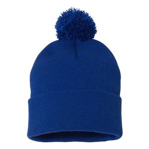 Gorro bordado caliente con pompón y gorros de etiqueta tejida - Product Image 1