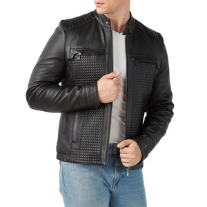 Chaqueta de cuero para hombre de Material sólido de alta calidad, mayorista, chaqueta de cuero genuino de moda para hombre para invierno - Product Image 2