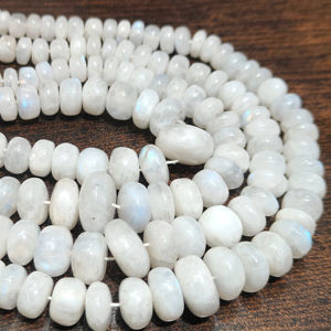 Piedra de luna de arcoíris blanca natural Rondelle Plain Smooth 6 12mm Cuentas graduadas Marca EMINENT JEWEL de alta calidad vendida por hebra 8 - Product Image 1