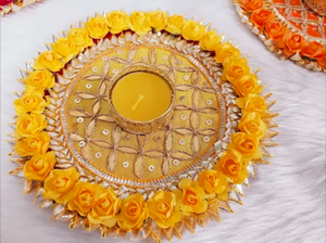 Portavelas de candelita redondo floral hecho a mano para decoración de Diwali, REGALOS FESTIVOS y acento de mesa elegante - Product Image 5