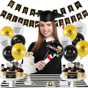 Party Decoration Set 85pcs Cake Toppers Graduation Props Graduation Decor Balloons 2024 Graduation Party Decoration Set