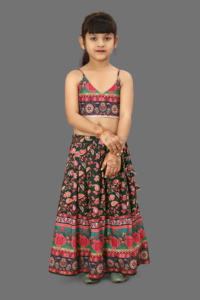 Shoryam - Lehenga Choli de Moda para Niñas, Completamente Cosido, con Estampado Digital, Largo hasta el Suelo, Ropa Étnica, Ropa Tradicional para Fiestas Infantiles, Floral - Product Image 3