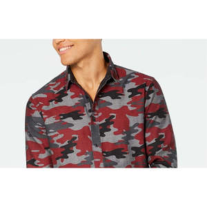 Camicia da uomo American Rag con motivo mimetico, in popeline traspirante 100% cotone, maniche corte, taglie XS-5XL, include taglia M rosso - Product Image 2