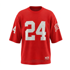 เสื้อฟุตบอลตาข่ายสีน้ำเงินหมายเลข 24 พิมพ์ลายดิจิตอล คอวี แขนสั้น ระบายอากาศได้ดี เหมาะสำหรับฤดูร้อน เสื้อผ้าผู้ใหญ่แบบยูนิเซ็กส์ - Product Image 3