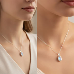 Pierre de lune arc-en-ciel, argent sterling naturel, forme ovale, plaqué argent, certifié IGI, pendentif, fabrication de bijoux, pierre taillée, juin - Product Image 6