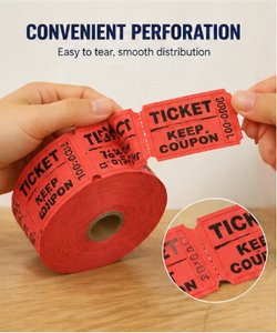 3 rouleaux de billets de tombola numérotés consécutivement, couleurs assorties, avec double extrémité détachable, pour fournitures de fête - Product Image 5