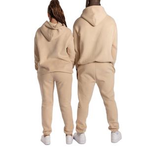 Ensemble de survêtement streetwear personnalisé OEM, sweat à capuche et pantalon de jogging, vêtements de détente d'hiver pour couple, pour homme et femme, 100% coton molleton - Product Image 1